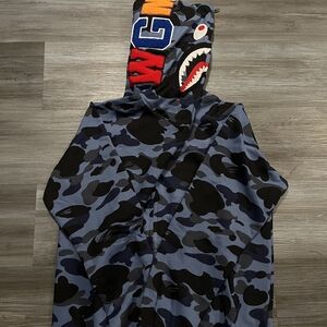 Blue Bape Hoodie Size L